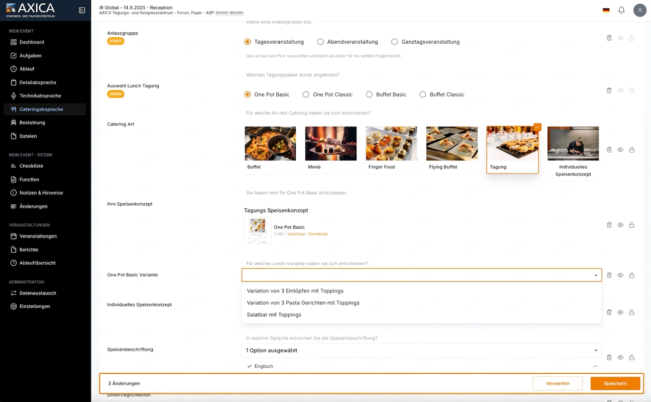 beevent Detailabsprache – Tagungsraum-Setup